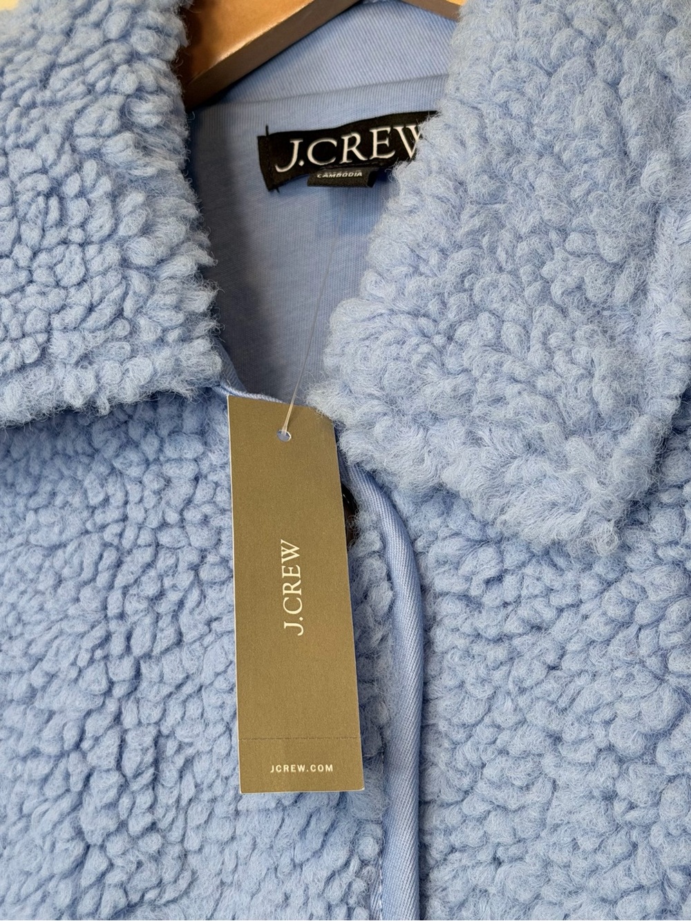 JC | NWT Soft Fountain Blue Teddy Coat Pockets Button Front Vegan Sherpa Jacket - Picture 10 of 15